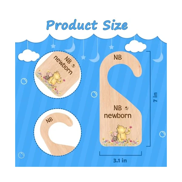 Pooh Bear Baby Closet Dividers - Baby Clothes Organizer for Nursery Decor - Wooden Hanger for Newborn to 24+ Months
