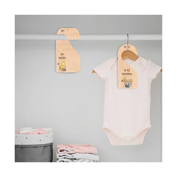 Pooh Bear Baby Closet Dividers - Baby Clothes Organizer for Nursery Decor - Wooden Hanger for Newborn to 24+ Months