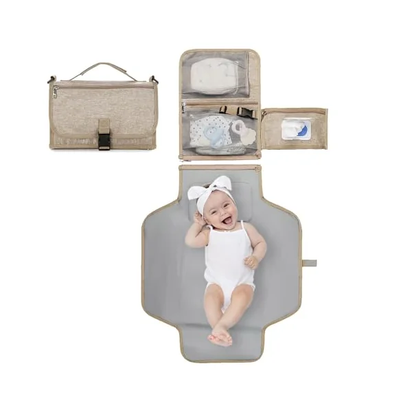 Portable Diaper Changing Pad Large Capacity Convenient Foldable | Diaper Changing Mat Portable Travel Waterproof Diaper Change Mat for Stroller, Car, Diaper Bags, Nursery,