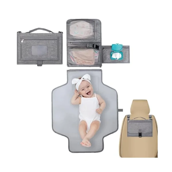Portable Diaper Changing Pad Large Capacity Convenient Foldable | Diaper Changing Mat Portable Travel Waterproof Diaper Change Mat for Stroller, Car, Diaper Bags, Nursery,