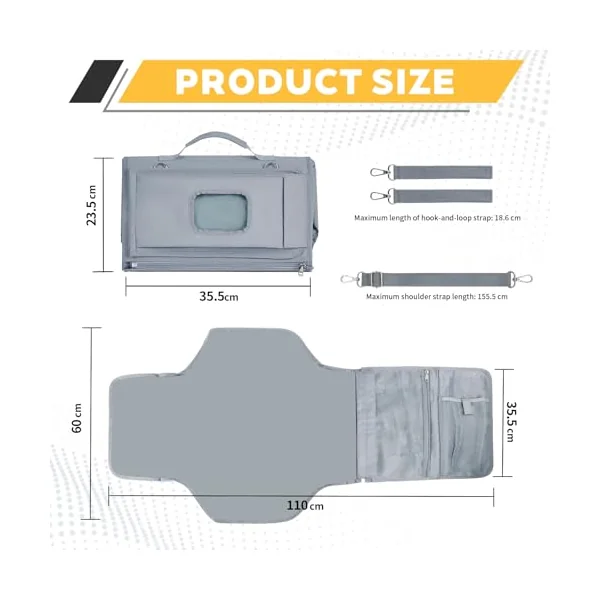 Portable Folding Baby Changing Mat - Portable Waterproof Baby Changing Mat Comprising 4 Pockets Together with a Dispenser of Baby Wipes Accessories for Baby, Travel and Christening Gift