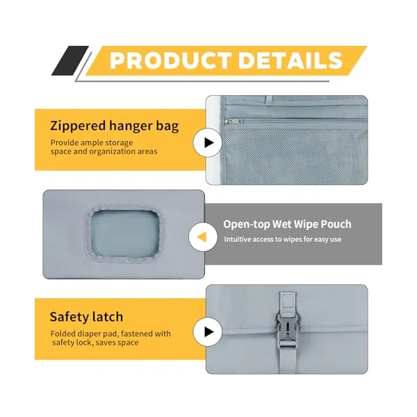 Portable Folding Baby Changing Mat - Portable Waterproof Baby Changing Mat Comprising 4 Pockets Together with a Dispenser of Baby Wipes Accessories for Baby, Travel and Christening Gift