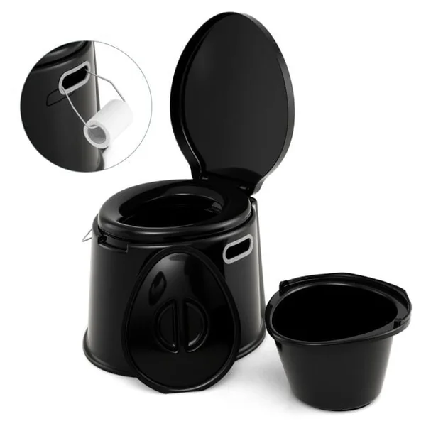Portable Travel Toilet with Detachable Inner Bucket and Removable Toilet Paper Holder