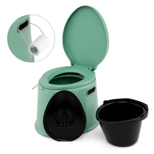 Portable Travel Toilet with Detachable Inner Bucket and Removable Toilet Paper Holder