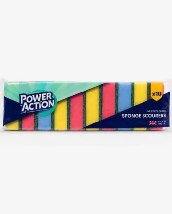 Power Action Multicoloured Sponge Scourer 10 Pack