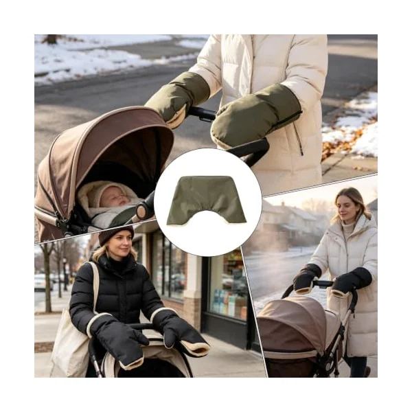 Pram Hand Muff, Stroller Hand Warmer, Pushchair Gloves, Stroller Gloves, | Warm Fleece Handlebar Cover, 56cm, For Cold Weather Handlebar Outdoor Walking Shopping Travel Park