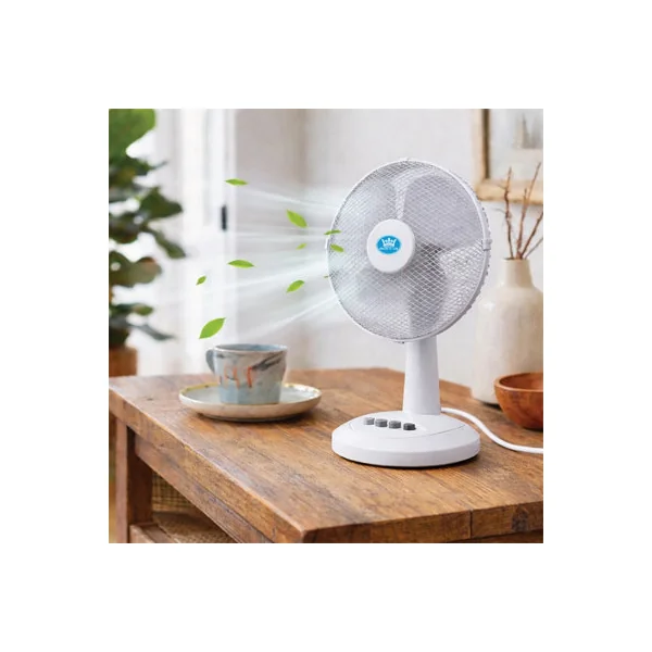 Prem-I-Air 12" Desk Fan with 3 Speeds, Oscillation & Adjustable Tilt White