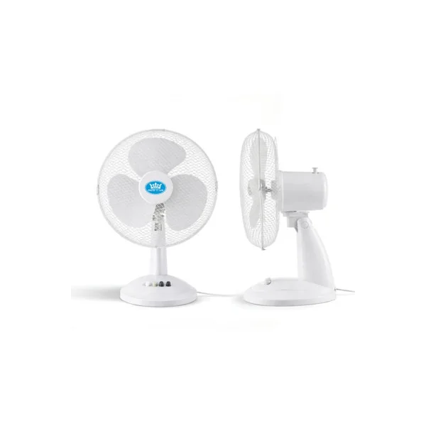 Prem-I-Air 12" Desk Fan with 3 Speeds, Oscillation & Adjustable Tilt White