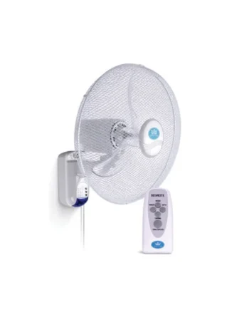 Prem-I-Air 18" Wall Fan with Remote 3 Speeds Oscillation 7.5hr Timer Adjustable Head White