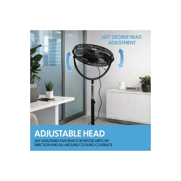 Prem-I-Air 20" High Velocity Stand Fan Adjustable Head 3 Speeds Black