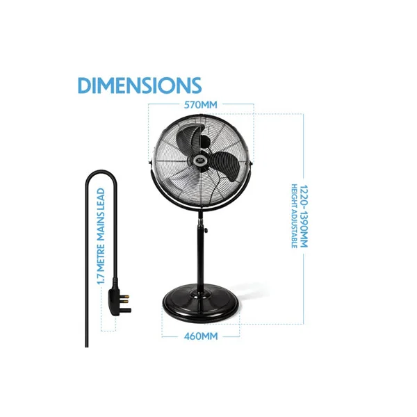 Prem-I-Air High Velocity 18" Pedestal Fan Black