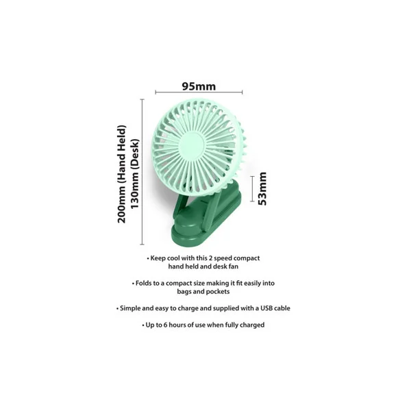 Prem-I-Air Mini USB Rechargeable Hand and Desk Fan