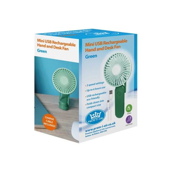 Prem-I-Air Mini USB Rechargeable Hand and Desk Fan