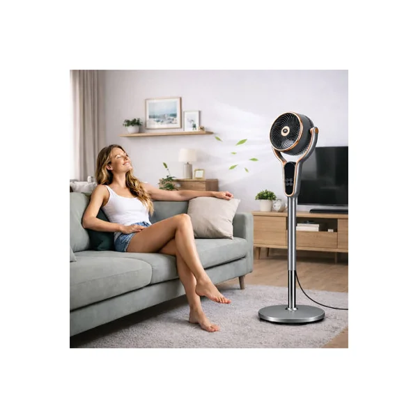 Prem-I-Air Multi Oscillating Stand Fan Black and Gold