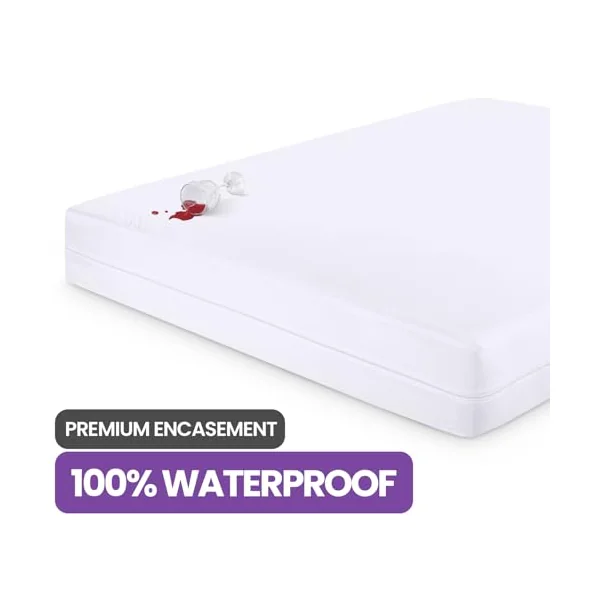 Premium Waterproof Mattress Encasement, Cot Bed 70x140x15 cm, with Zipper
