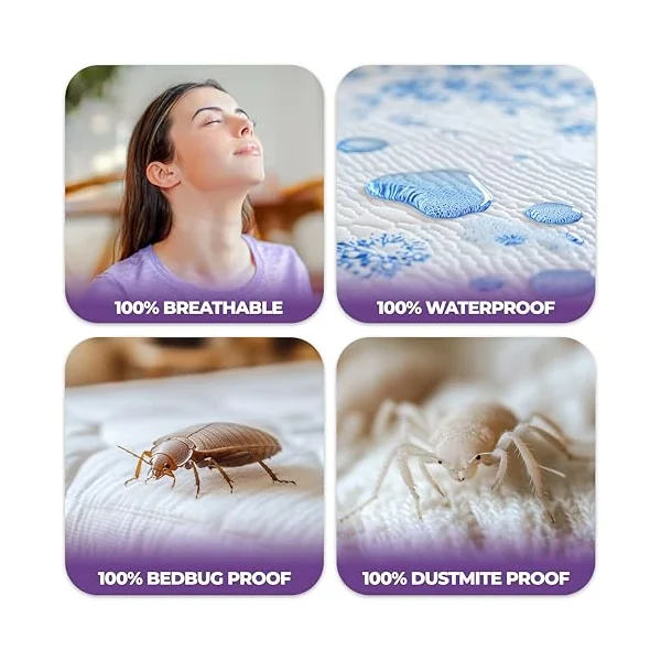 Premium Waterproof Mattress Encasement, Cot Bed 70x140x15 cm, with Zipper