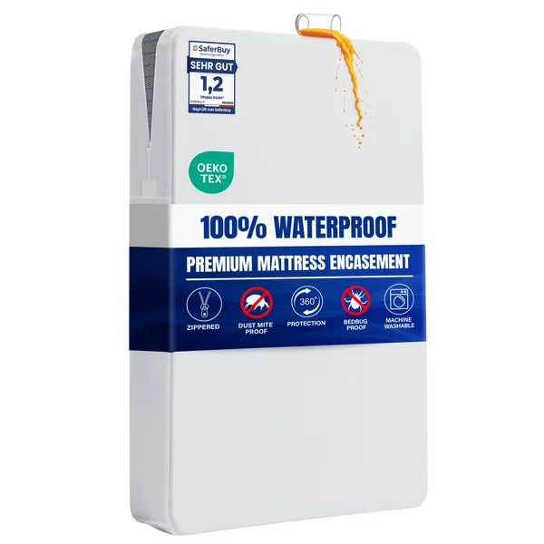 Premium Waterproof Mattress Encasement, Cot Bed 70x140x15 cm, with Zipper
