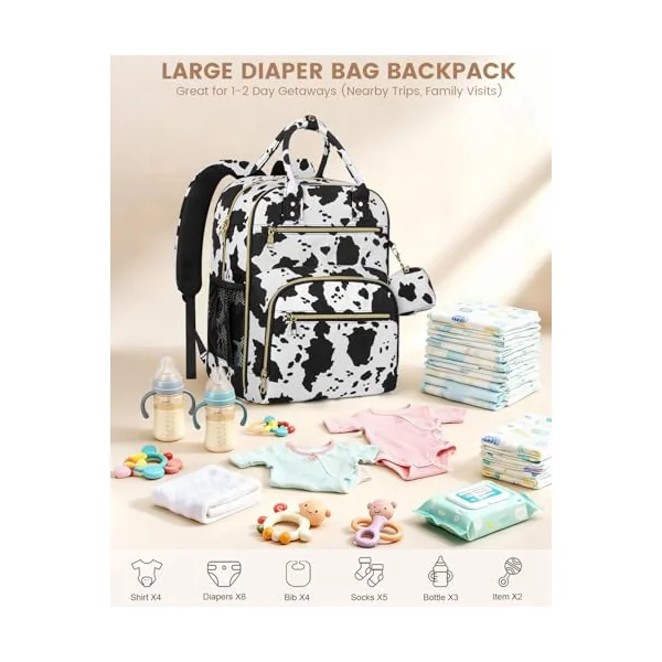 Pritent Diaper Bag Backpack,Baby Essentials Diapers Bag with Pacifier Case,Stylish Travel Backpack for Baby Girl/Boy