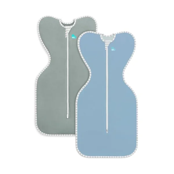Product Image Love To Dream™ Swaddle UP™, Baby Sleep Sack, Snug Fit, Supports Healthy Sleep Routine, 1.0 TOG Ideal for Spring & Summer Deep Olive + Dusty Blue (2-Pack, Arms-Up Self-Soothing Swaddles)