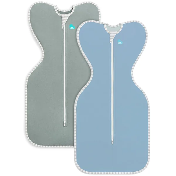Product Image Love To Dream™ Swaddle UP™, Baby Sleep Sack, Snug Fit, Supports Healthy Sleep Routine, 1.0 TOG Ideal for Spring & Summer Deep Olive + Dusty Blue (2-Pack, Arms-Up Self-Soothing Swaddles)