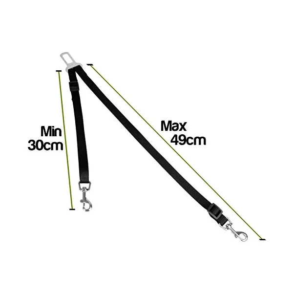 proudpet Double Dog Car Seat Belt Clip Pet Travel Collar Harness Strap | Adjustable from 30cm to 49cm, 360 Degree rotating clips, Twin leads