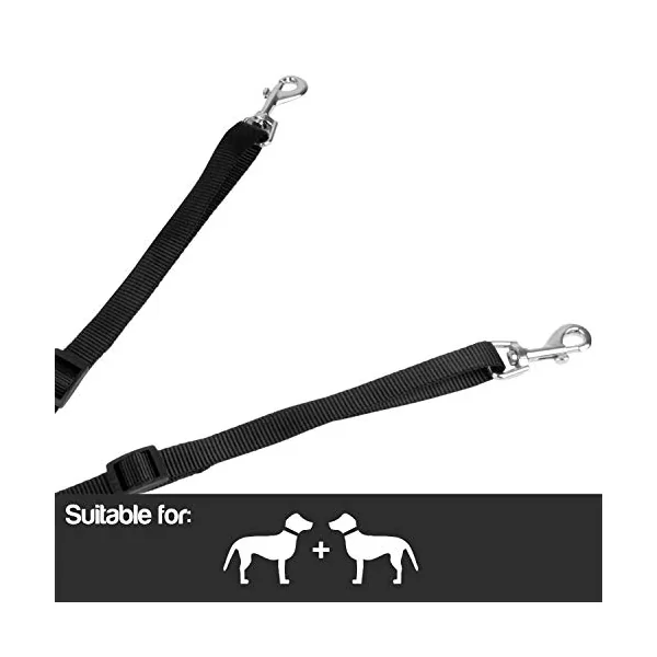 proudpet Double Dog Car Seat Belt Clip Pet Travel Collar Harness Strap | Adjustable from 30cm to 49cm, 360 Degree rotating clips, Twin leads