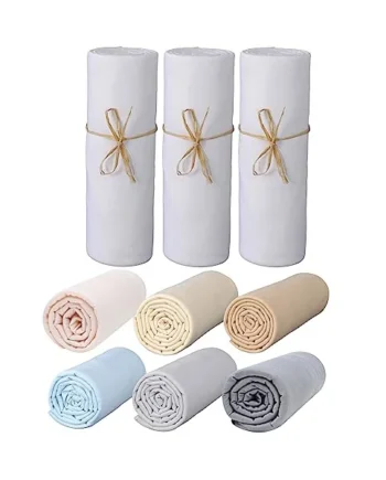 P'tit Basile - Set of 3 Fitted Baby Sheets for cot beds - 70x140 cm - Organic Cotton Jersey - White