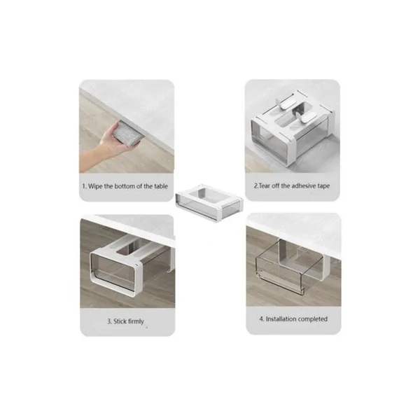 Pull Out Under Cabinet Storage, Self-Adhesive Under Desk Drawer Organizer Tray