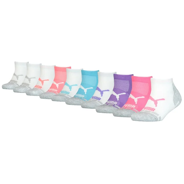 Puma Girl's No Show Socks, 10 Pack in Medium
