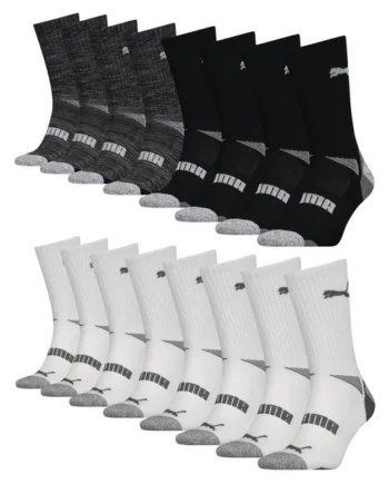 Puma Men's Crew Socks, 8 Pack in 2 Colours and 2 Sizes