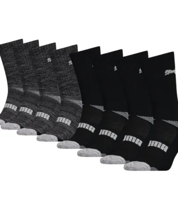 Puma Men's Crew Socks, 8 Pack in Charcoal, Size 9-11