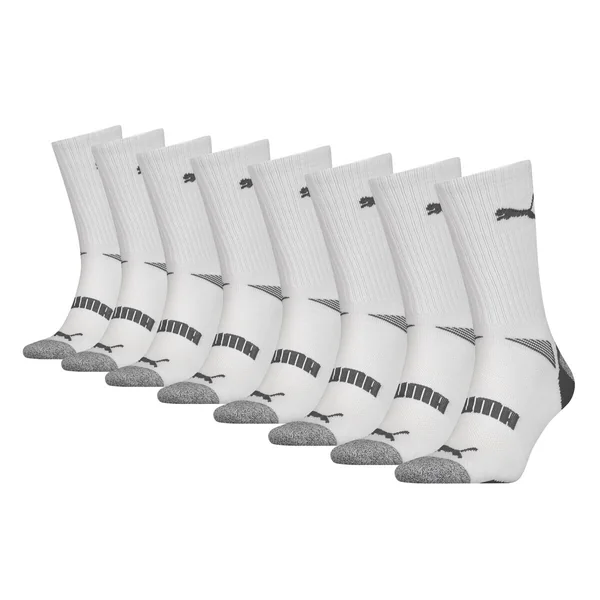 Puma Men's Crew Socks, 8 Pack in white, Size 9-11