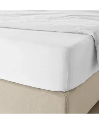 Purity Home Organic 100% Cotton Double Fitted Sheet, Percale Weave, White | Premium, 300 Thread Count, with Deep Pockets, Cool, Crisp, Breathable, Percale Weave Sheets, Elastic Fitted Bed Sheets Double