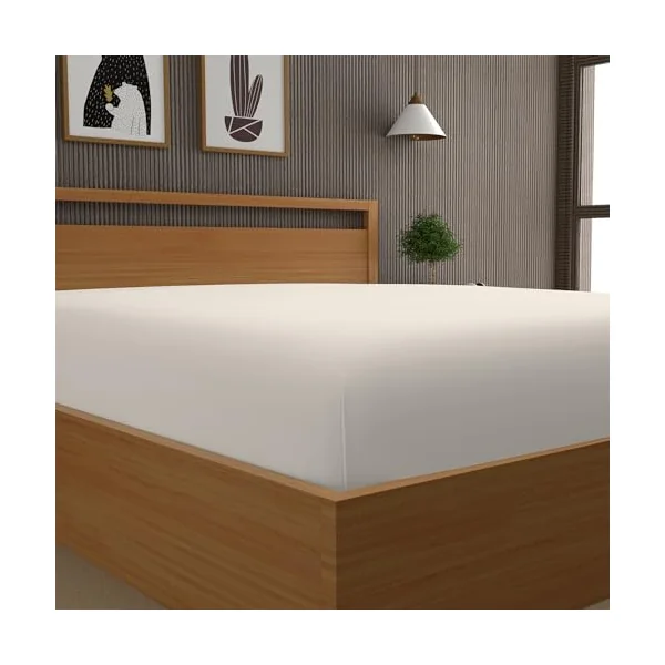Purity Home Premium Organic 100% Cotton Single Fitted Sheet, Fresh Ivory | 300 Thread Count, with Deep Pockets, Cool, Crisp & Breathable, Percale Weave Sheets, Elastic Fitted Sheet Single Bed