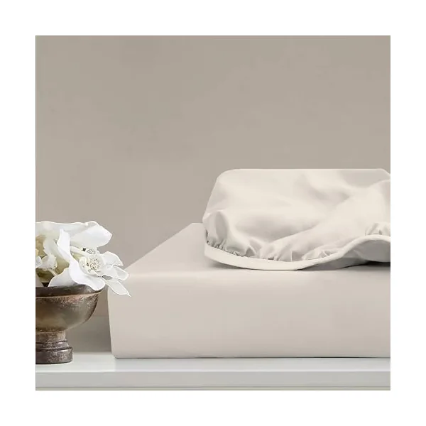 Purity Home Premium Organic 100% Cotton Single Fitted Sheet, Fresh Ivory | 300 Thread Count, with Deep Pockets, Cool, Crisp & Breathable, Percale Weave Sheets, Elastic Fitted Sheet Single Bed