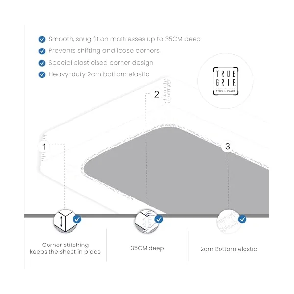 Purity Home Premium Organic 100% Cotton Single Fitted Sheet, Fresh Ivory | 300 Thread Count, with Deep Pockets, Cool, Crisp & Breathable, Percale Weave Sheets, Elastic Fitted Sheet Single Bed