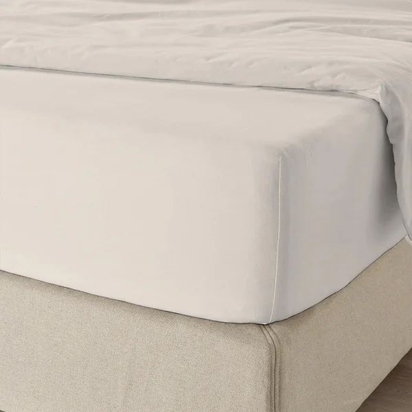 Purity Home Premium Organic 100% Cotton Single Fitted Sheet, Fresh Ivory | 300 Thread Count, with Deep Pockets, Cool, Crisp & Breathable, Percale Weave Sheets, Elastic Fitted Sheet Single Bed