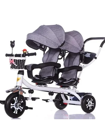 Pushchairs Baby Stroller, Baby Car,Travel Carriage Children's Double Tricycle Twin Baby Trolley Big Stroller Extended Awning Prams (Color : E)