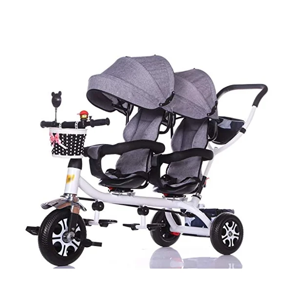 Pushchairs Baby Stroller, Baby Car,Travel Carriage Children's Double Tricycle Twin Baby Trolley Big Stroller Extended Awning Prams (Color : E)