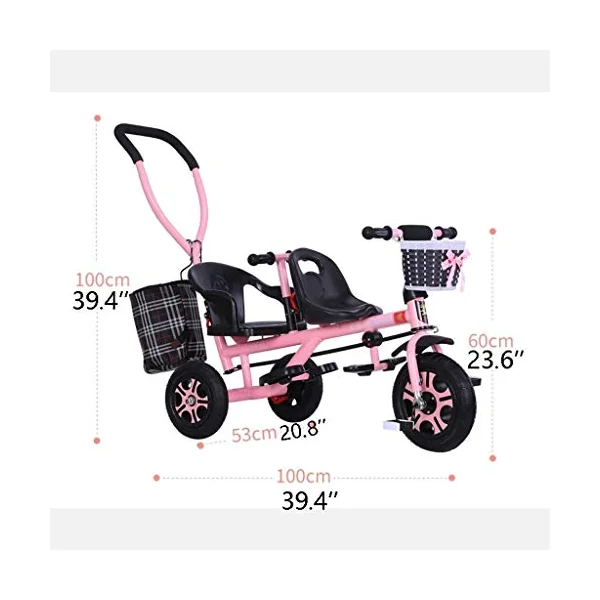 Pushchairs Baby Stroller, Baby Car,Travel Carriage Children's Double Tricycle Twin Baby Trolley Big Stroller Extended Awning Prams (Color : E)
