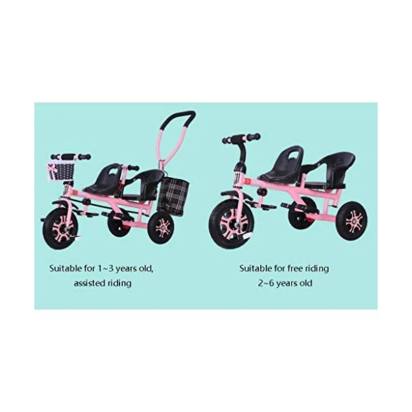 Pushchairs Baby Stroller, Baby Car,Travel Carriage Children's Double Tricycle Twin Baby Trolley Big Stroller Extended Awning Prams (Color : E)
