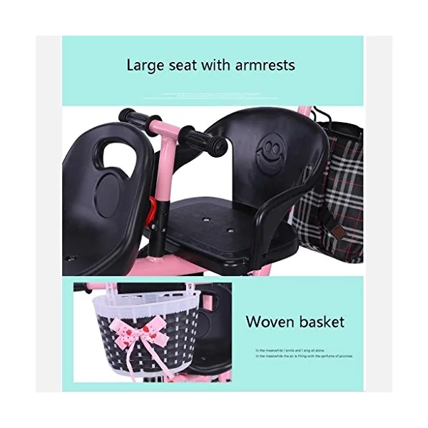 Pushchairs Baby Stroller, Baby Car,Travel Carriage Children's Double Tricycle Twin Baby Trolley Big Stroller Extended Awning Prams (Color : E)