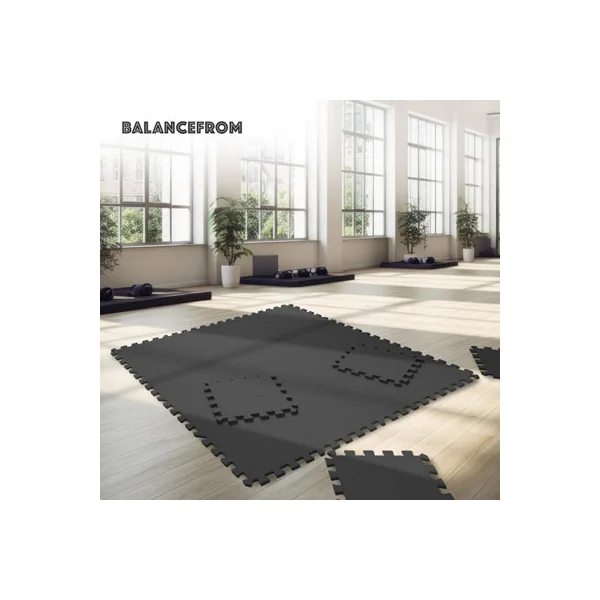 Puzzle Exercise Mat, BalanceFrom High-density EVA Foam Interlocking Tiles, Black