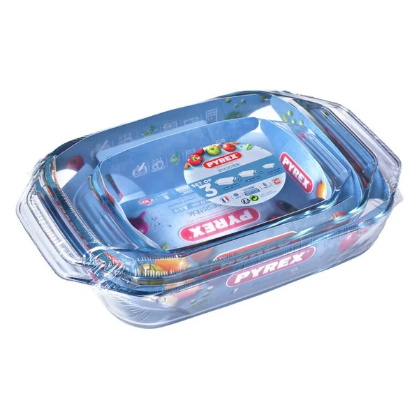 Pyrex Irresistible 3 Piece Glass Roaster Set