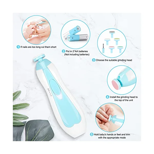 Qunlions life Baby Nail Trimmer Electric-12 in 1 Baby Nail Clippers Safe Baby Nail File Kit with a Nail Clipper, Scissor, Tweezers, and Nail Files