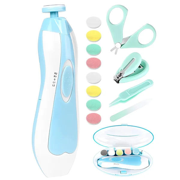 Qunlions life Baby Nail Trimmer Electric-12 in 1 Baby Nail Clippers Safe Baby Nail File Kit with a Nail Clipper, Scissor, Tweezers, and Nail Files