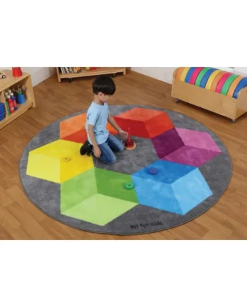Rainbow Circular Polygons Carpet 2m