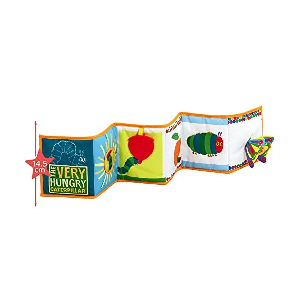 Rainbow Designs Tiny and Very Hungry Caterpillar Unfold & Discover Soft Toy - Soft Cloth Books for Babies | Crinkle textures, teether, fold-out sensory play, encourages tummy time