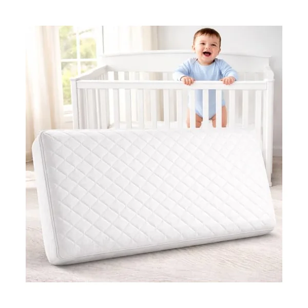 RAINBOW Extra Thick Foam Travel Cot Mattress with Washable Removable Zip Cover – Compatible with Graco, M&P, Babylo Deluxe, BabyBjörn & Silver Cross (130x70x5cm)