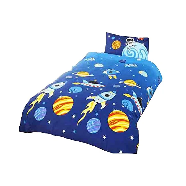 Rapport Home Kids Space Adventure Duvet Cover Set | Rocket & Planet Design Single Bedding for Children | Soft, Durable, Easy Care & Fade Resistant | Blue